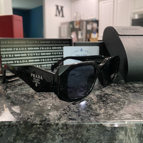 Prada Glossy Black Designer Sunglasses - Picture 1 of 4